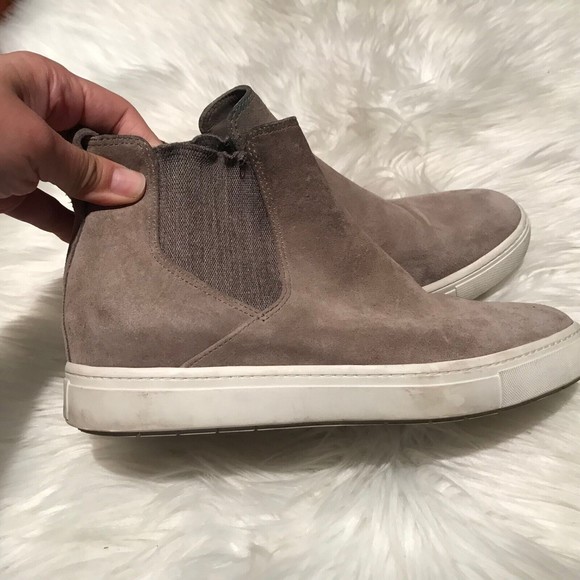 Vince Shoes Newlyn Chelsea High Top Sneakers Pull On Suede Cream Womens 7M EU37 - Picture 5 of 8